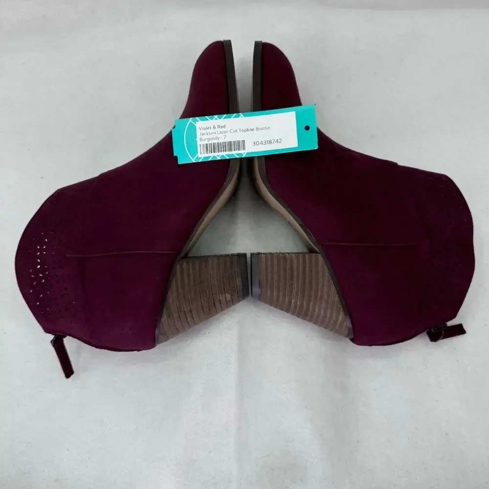 NWT Violet & Red Jackson Lazer Cut Topline Bootie Burgundy size 7 Stitch Fix